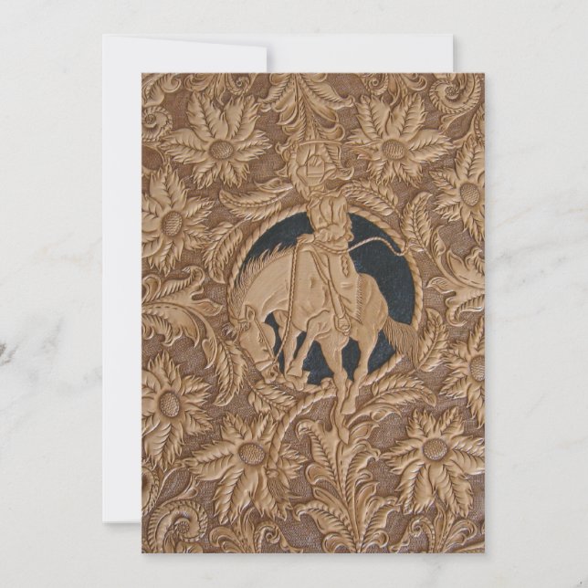 Custom tooled leather image on invitation (Front)