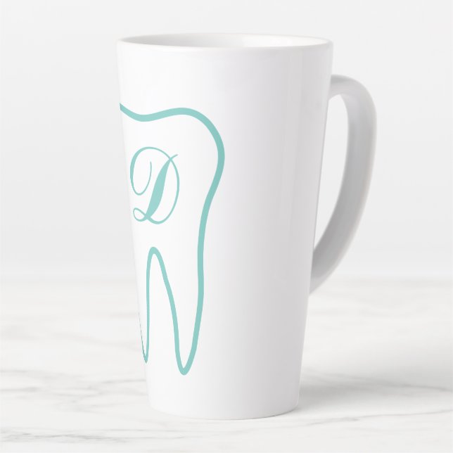 Custom tooth logo latte mug for dentist (Right Angle)