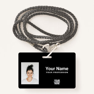 Custom Total Black Employee Photo Logo Lanyard ID Badge