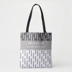 custom tote bag add a quote grey and white design