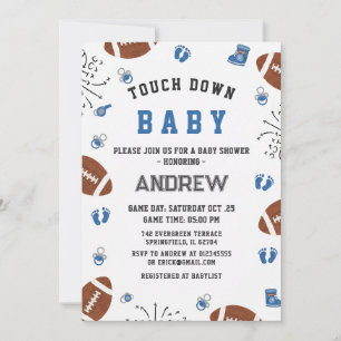 Custom Touchdown American football Baby Shower Invitation