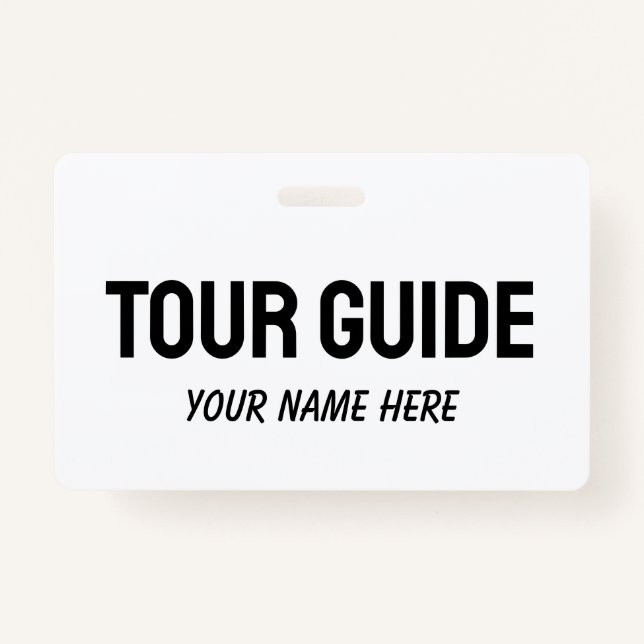 Custom tour guide name badge with clip or string ID badge (Front)