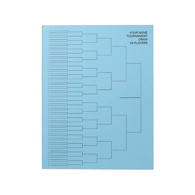 Custom tournament draw template for 64 players notepad (Rotated)
