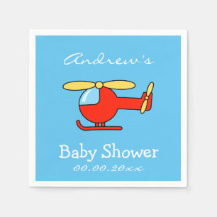 Custom toy helicopter baby shower napkins
