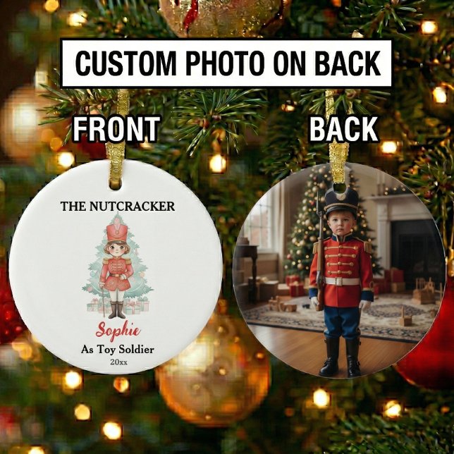 Custom Toy Soldier Nutcracker Photo Christmas Ceramic Ornament (Creator Uploaded)