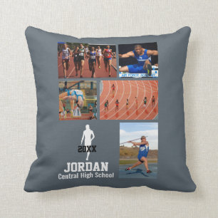 Custom Track & Field Photo Collage Name Team Year Cushion
