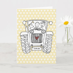 Custom Tractor Country Barn Rustic Wedding Card