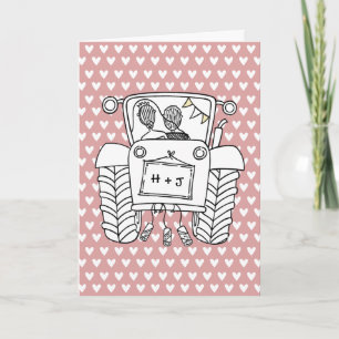 Custom Tractor Country Barn Rustic Wedding Card