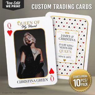 Custom Trading Card, Queen of Hearts Poker Photo  Place Card