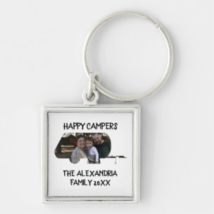 Custom trailer caravan family photo happy campers key ring