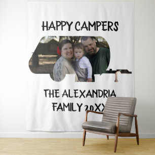 Custom trailer caravan family photo happy campers tapestry