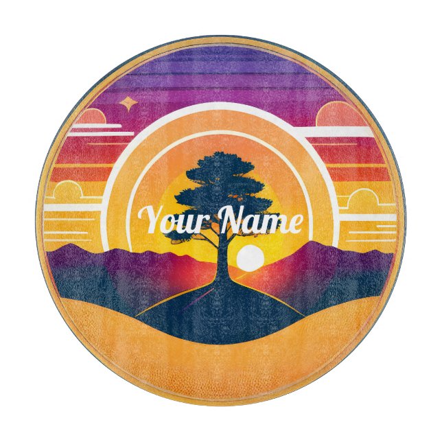 Custom Tranquil Tree Board Glass Cutting Board (Front)