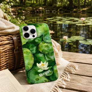 Custom Tranquil Watercolor Pond Lotus Art Gift iPhone 15 Pro Max Case