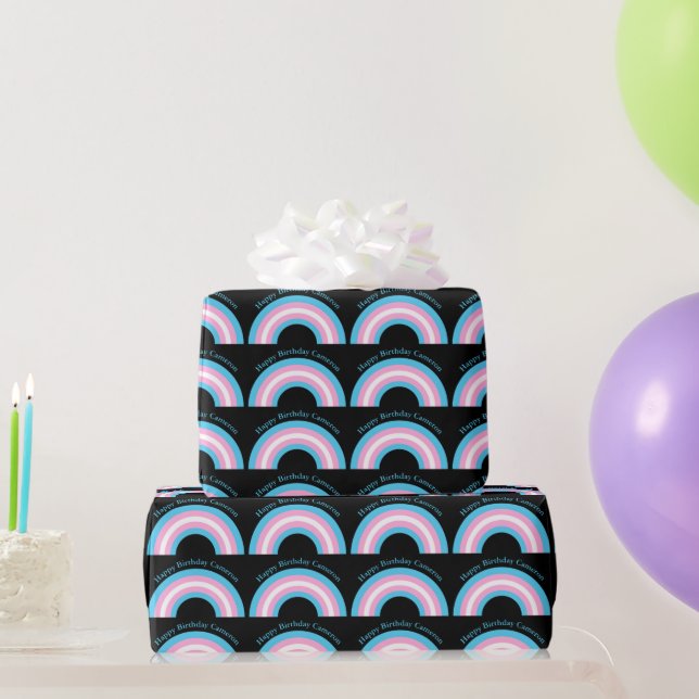 Custom Transgender Birthday Cute Rainbow Pattern Wrapping Paper (Party Gifts)