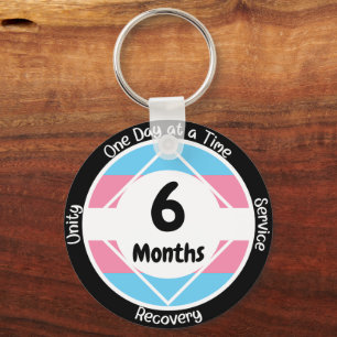 Custom Transgender Pride Clean Time Milestone Gift Key Ring