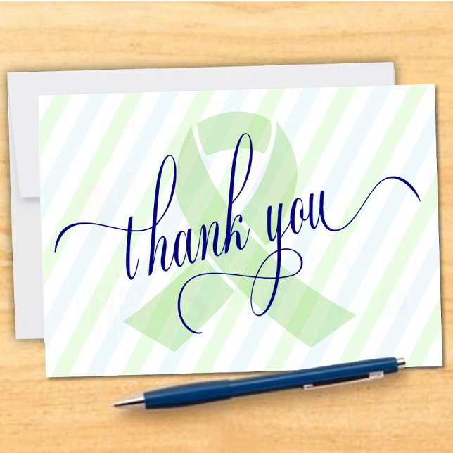 Custom Transplant Green Ribbon  Thank You Card (Creator Uploaded)