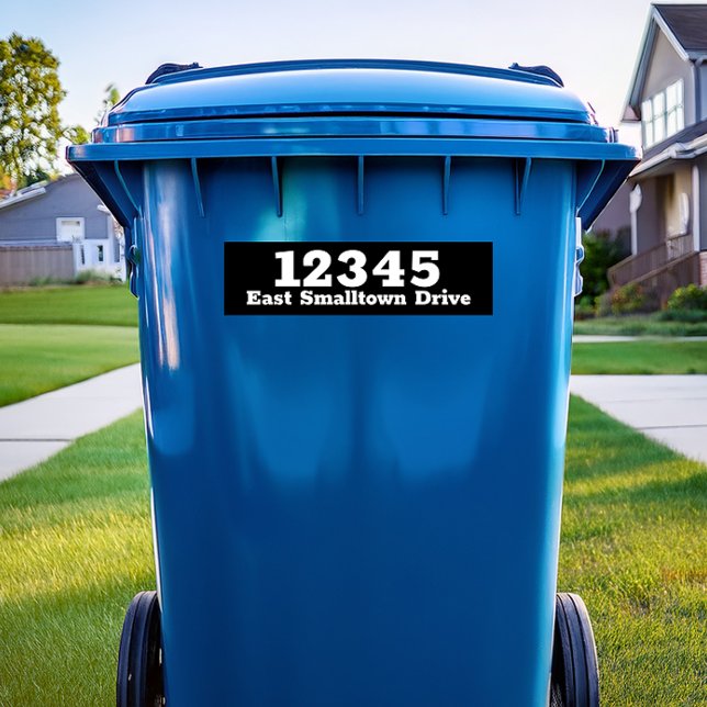 Custom Trash Can Label Decal Garbage Bin Sticker (Custom trash can number decal label sticker with personalized street number)