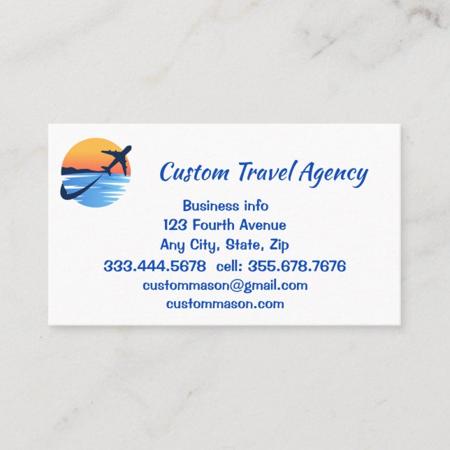 Custom Travel Agency Cruise Vacations Business Car Card (Front)