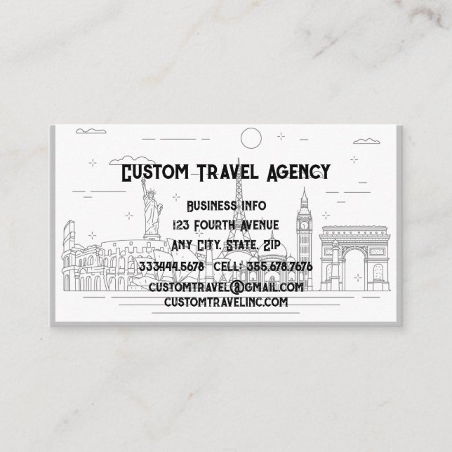 Custom Travel Agency Cruise Vacations Business Car Card (Front)