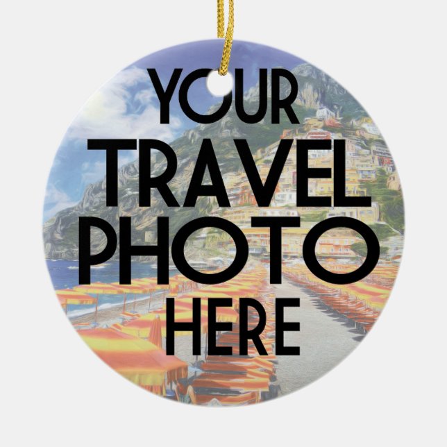 Custom Travel Photo 2 Photos Christmas Ceramic Orn Ornament (Front)