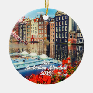 Custom Travel Photo Christmas Tree Ceramic Ornament