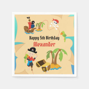 Custom Treasure Map Boy Pirate Birthday Party Napkin