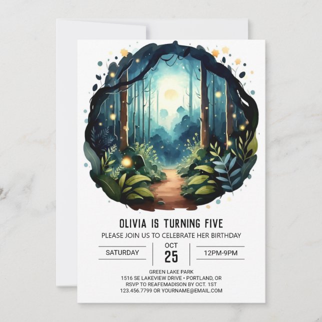 Custom Tree Enchanted Woodland Birthday Invitation (Front)