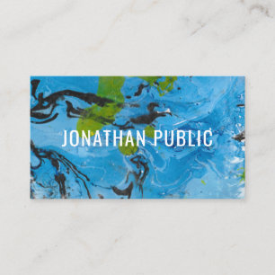 Custom Trendy Blue Yellow Modern Abstract Elegant Business Card