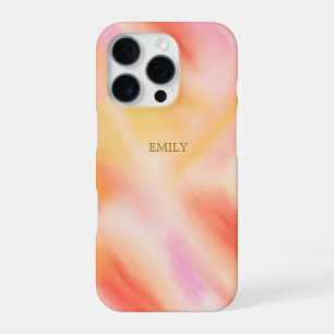 Custom Trendy Fashion Light Pink Yellow Tie Dye iPhone 16 Pro Case