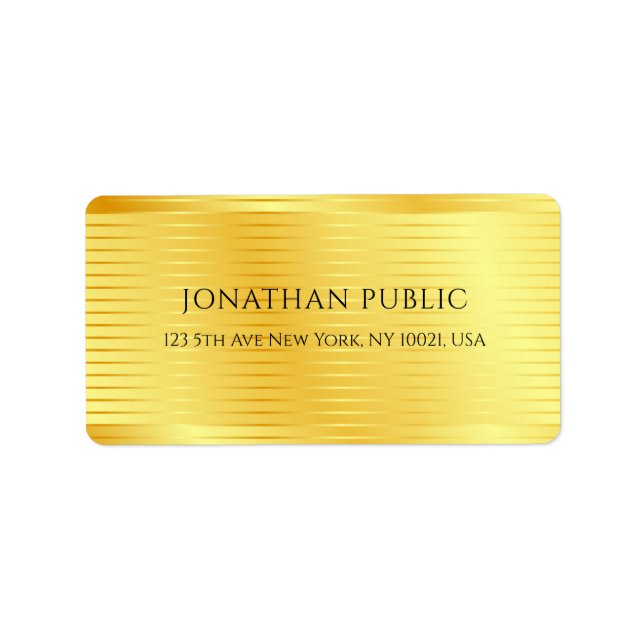 Custom Trendy Faux Gold Elegant Modern Template Label (Front)