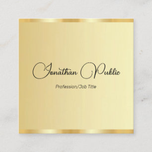 Custom Trendy Gold Look Typography Template Square Business Card