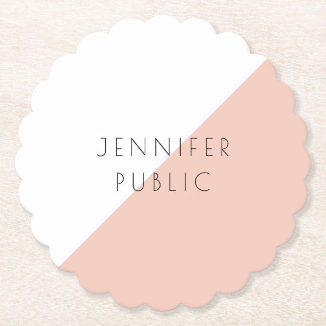 Custom Trendy Modern Elegant Simple Template Paper Coaster (Front)