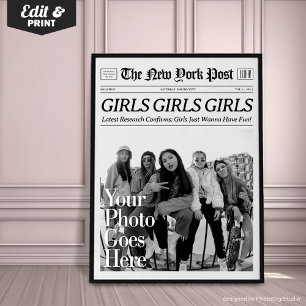 Custom Trendy Newspaper Print Girls Wanna Have Fun
