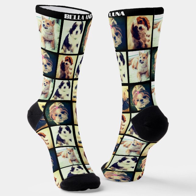 Custom trendy pets collage socks (Angled)
