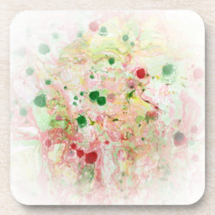 Custom Trendy Pink Red Yellow Green Abstract Coaster