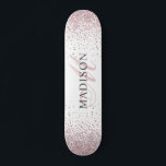 Custom Trendy Rose Gold Glitter Monogram  Skateboard<br><div class="desc">A custom trendy stylish rose gold glitter skateboard with monogram. A stylish script initial for a touch of chic elegance. Add some sparkle to your boarding experience. Personalise with your name, monogram, initial or text. If you prefer, you can change text colour and font style using the customise it further...</div>