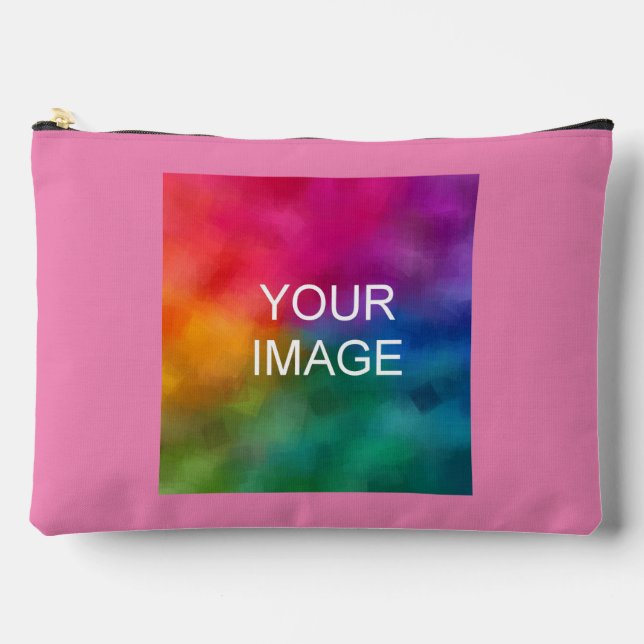 Custom Trendy Template Image Photo Pink Large Accessory Pouch (Front)