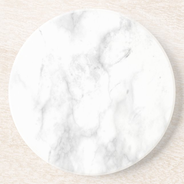 Custom Trendy White Marble Elegant Template Round Coaster (Front)