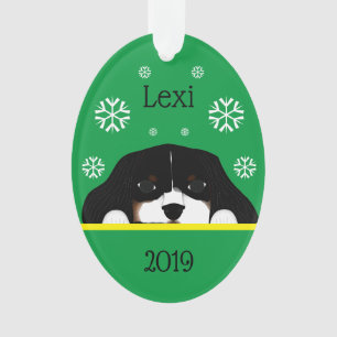 Custom Tri Colour Cavalier King Charles Green Oval Ornament