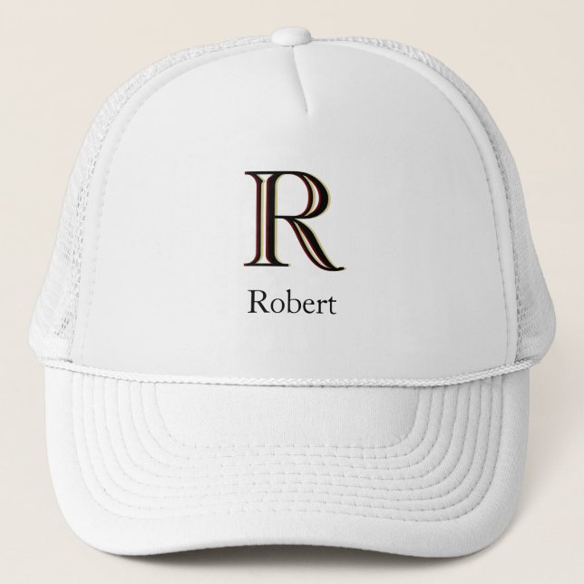 Custom Tri-Colour Monogram Name Trucker Hat (Front)
