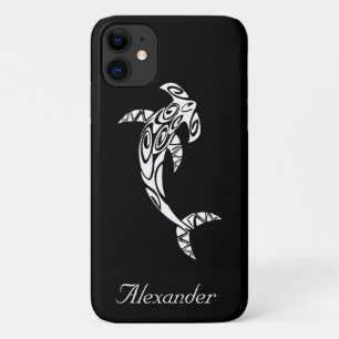 Custom Tribal Hammerhead Shark Illustration iPhone 11 Case