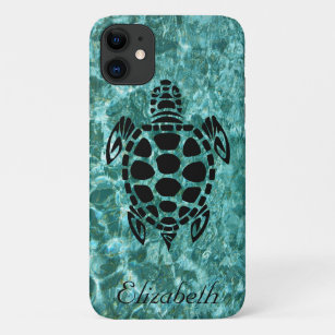 Custom Tribal Sea Turtle Aqua Blue Case-Mate iPhone Case
