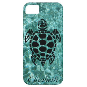 Custom Tribal Sea Turtle Aqua Blue Barely There iPhone 5 Case
