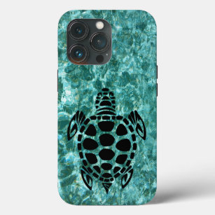 Custom Tribal Sea Turtle Aqua Blue OtterBox iPhone iPhone 13 Pro Case
