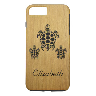 Custom Tribal Sea Turtle Faux Wood iPhone 8 Plus/7 Plus Case