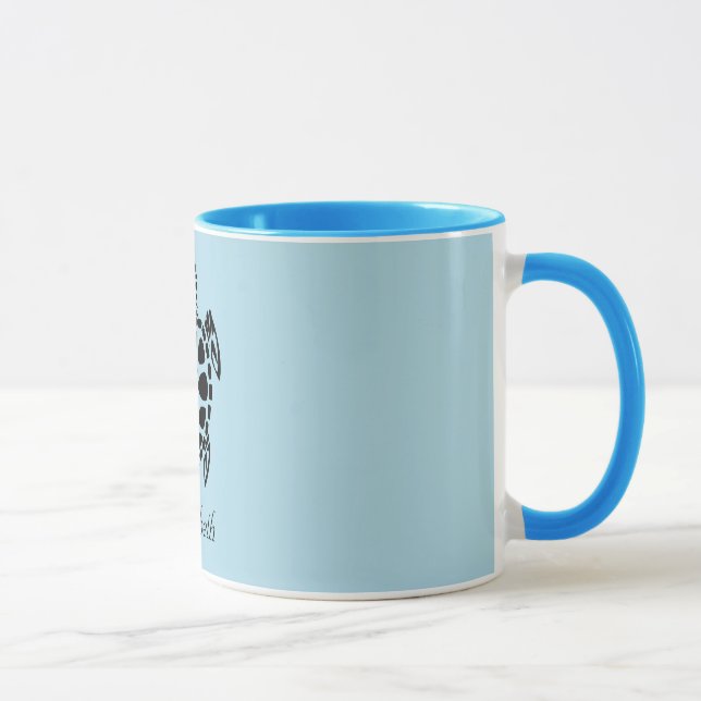 Custom Tribal Sea Turtle Light Blue Mug (Right)