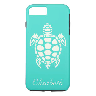 Custom Tribal Sea Turtle Turquoise and Ivory iPhone 8 Plus/7 Plus Case