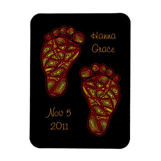 Custom Tribal Toes Baby Feet Magnet (Vertical)