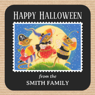 Custom Trick or Treat Halloween Mice Square Sticker