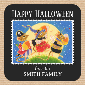 Custom Trick or Treat Halloween Mice Square Sticker